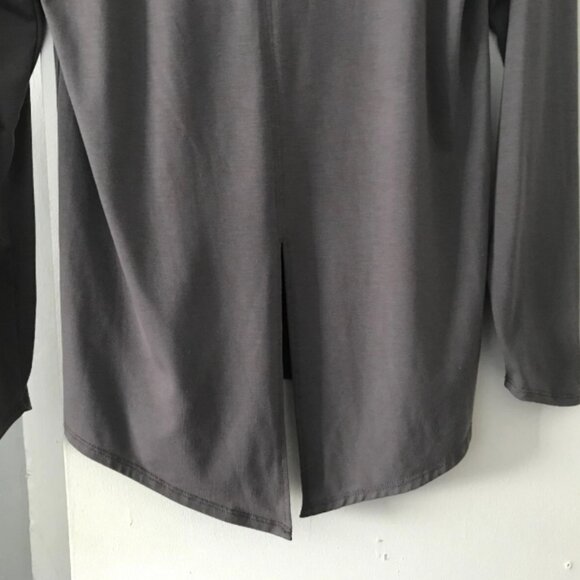 Athleta Heather Gray Monarch Ribbed Stretch Split-Tie Back Shirt Top Size Small - Picture 5 of 7